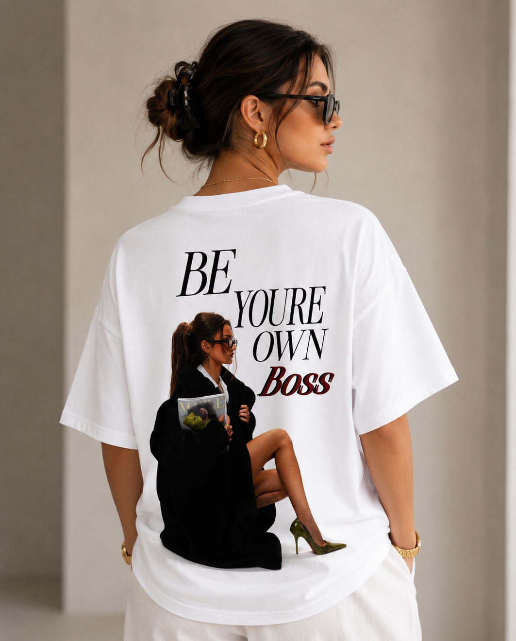 Be Your Own Boss Oversized T-Shirt for Women | Motivational Graphic Printed Cotton Tee