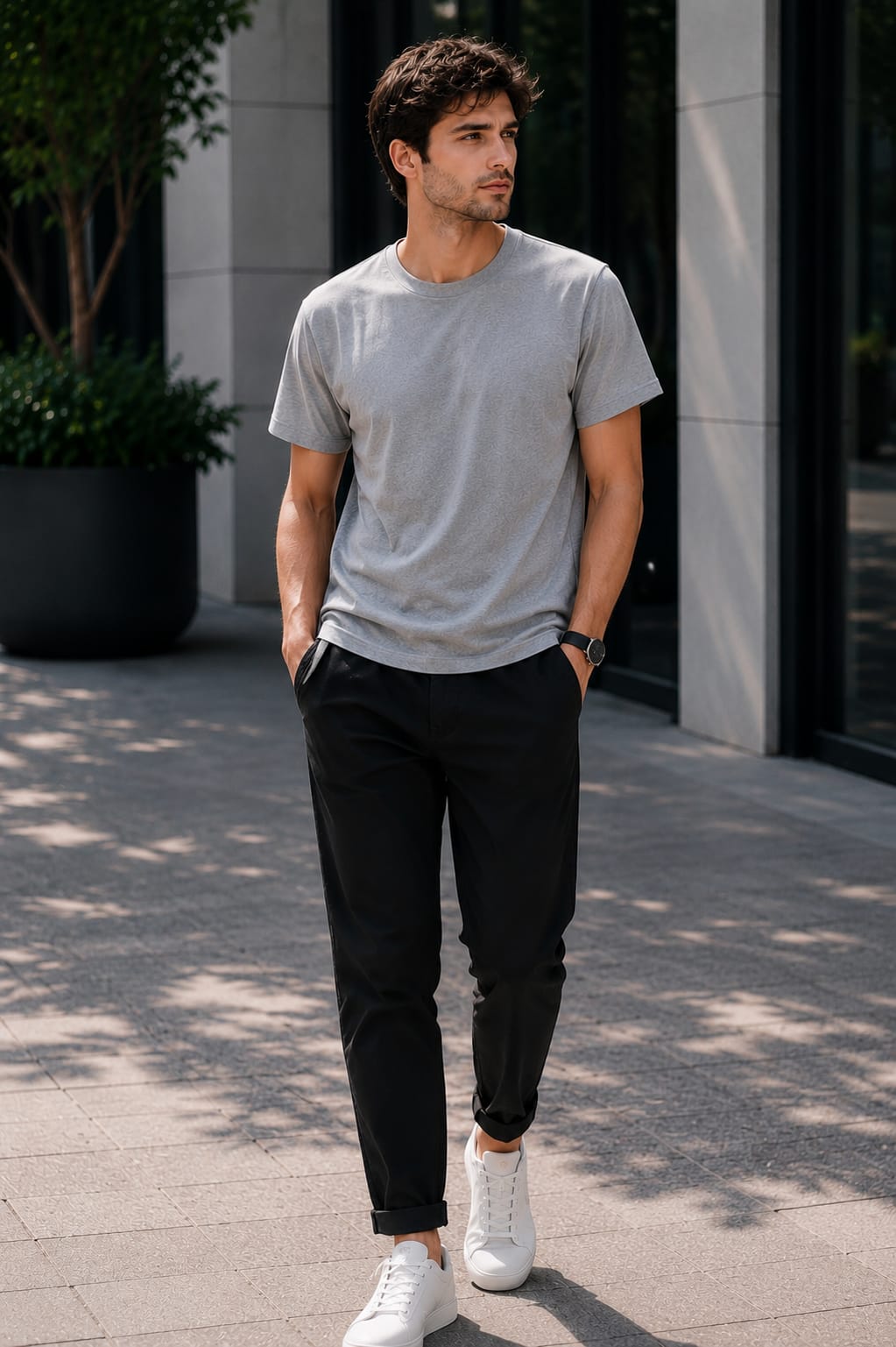 Grey Plain T-Shirt for Men | Round Neck Half Sleeve T-Shirt | Cotton
