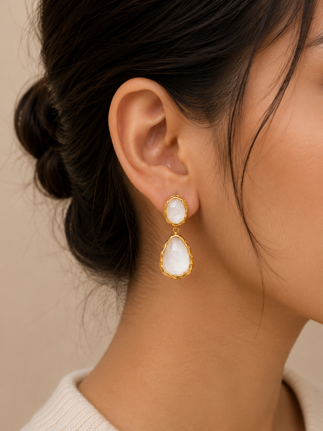 Anti Tarnish White Stone Drop Earrings for Women