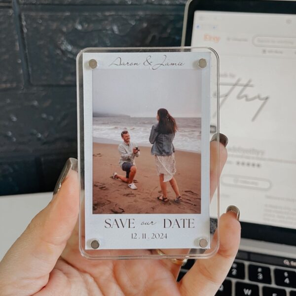 Personalized Acrylic Fridge Magnet | Custom Photo Magnet | Wedding, Save The Date, Anniversary & Couple Gift