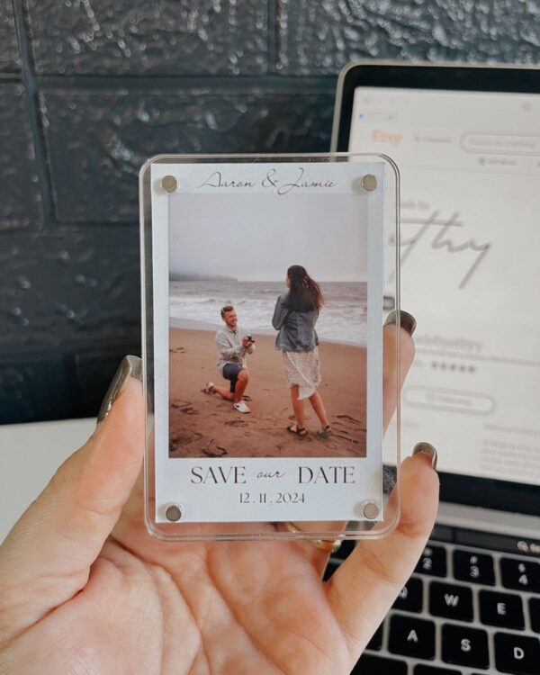 Personalized Acrylic Fridge Magnet | Custom Photo Magnet | Wedding, Save The Date, Anniversary & Couple Gift