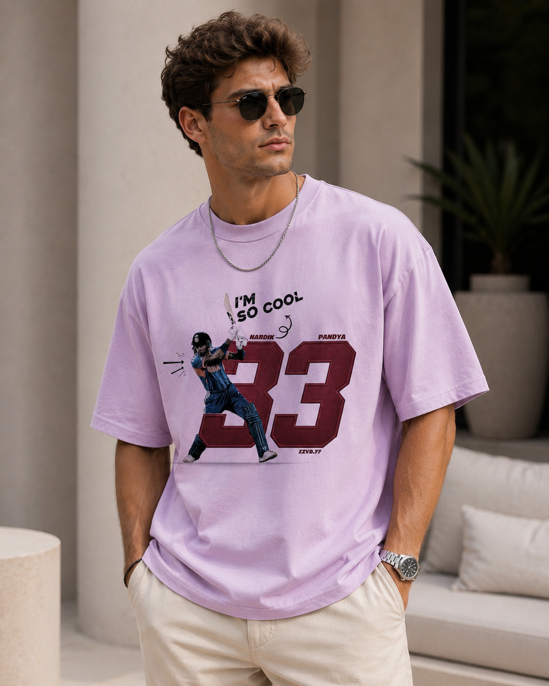 Hardik Pandya 33 Oversized T-Shirt for Men | Cricket Graphic