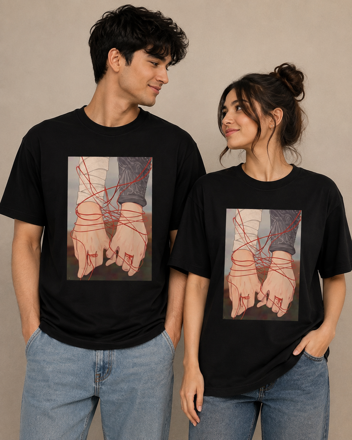 Couple Matching Graphic T-Shirt | Unisex Cotton Printed Couple Tee