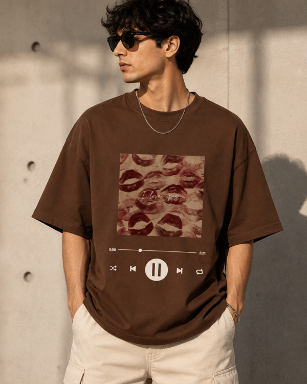 Love Music Graphic Oversized T-Shirt for Men | Premium Cotton Printed Tee