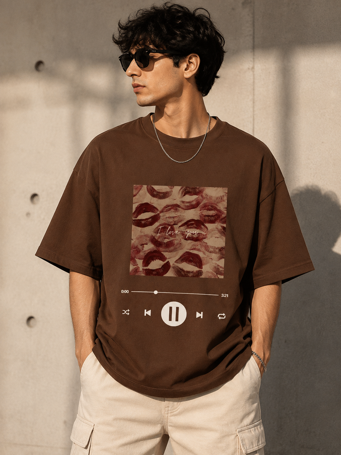 Love Music Graphic Oversized T-Shirt for Men | Premium Cotton Printed Tee
