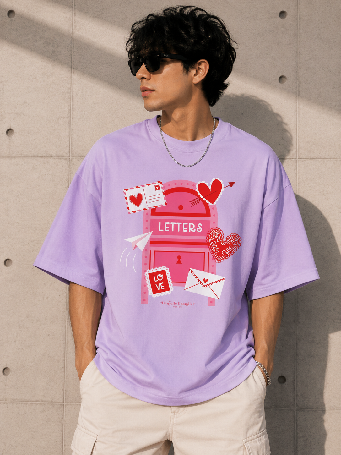 Couple Love Letters Graphic Oversized T-Shirt for Men
