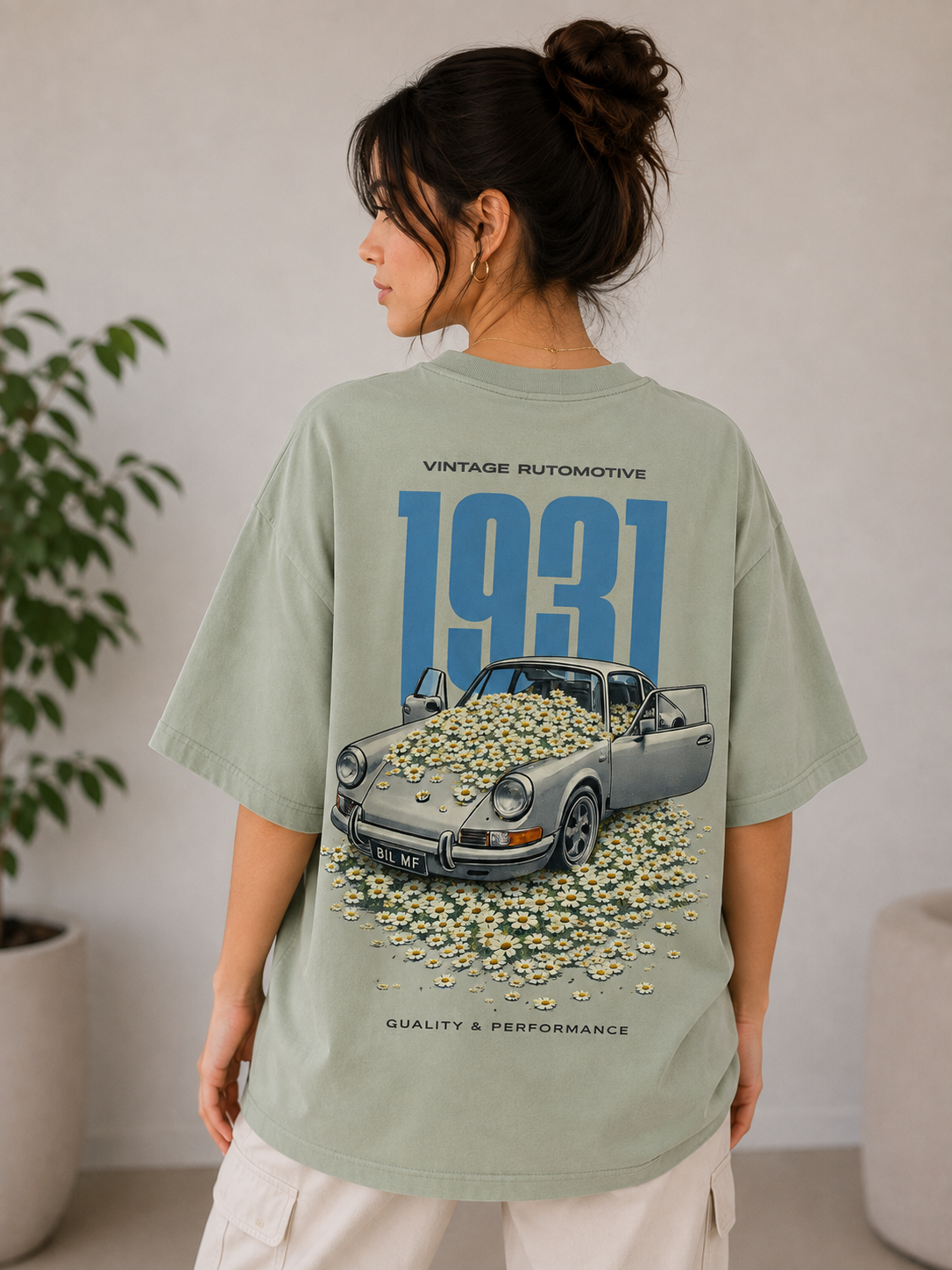 Car Graphic Oversized T-Shirt | Vintage Car Premium Cotton Unisex Tee
