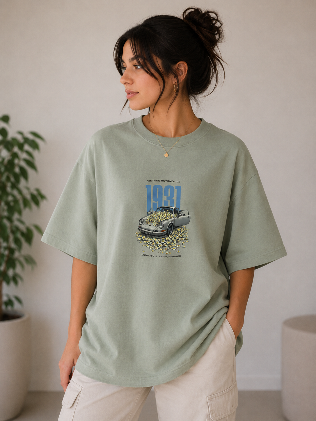 Car Graphic Oversized T-Shirt | Vintage Car Premium Cotton Unisex Tee