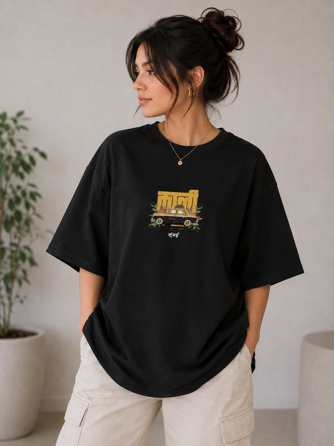 Taxi Graphic Oversized T-Shirt | Mumbai Vintage Taxi Cotton Tee