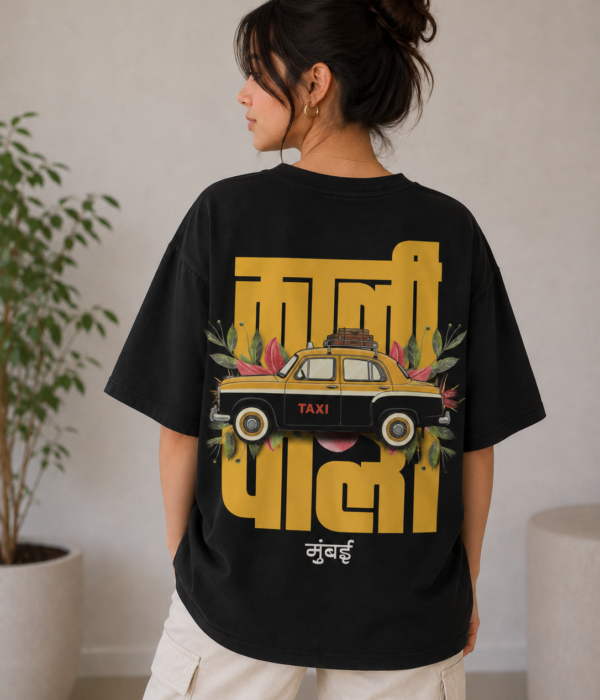 Taxi Graphic Oversized T-Shirt | Mumbai Vintage Taxi Cotton Tee