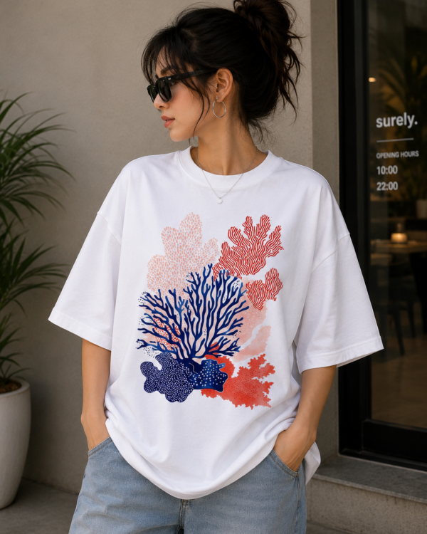 Ocean Print Oversized T Shirt