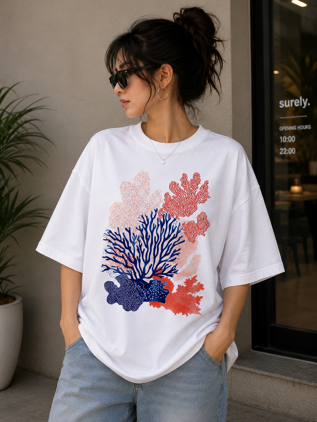 Ocean Print Oversized T Shirt