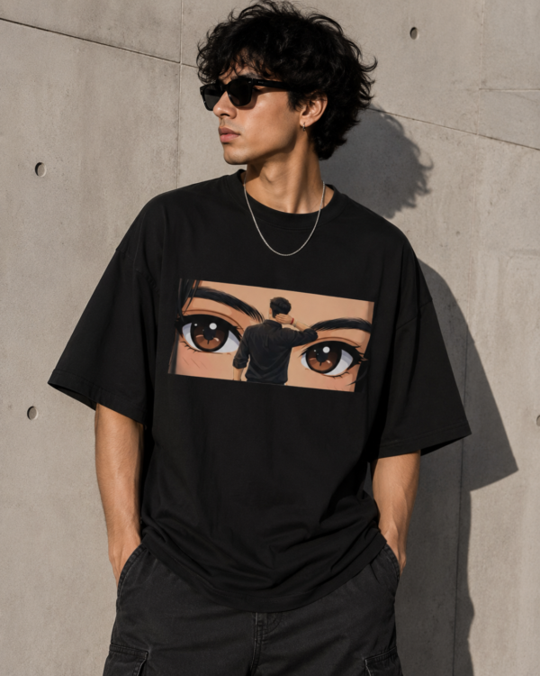 Couple Eyes Graphic Oversized T-Shirt for Men