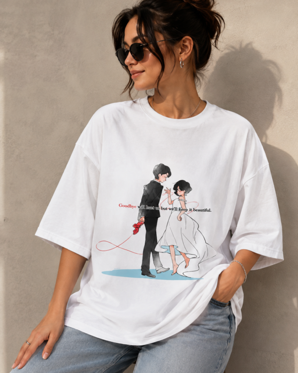 Korean Couple Graphic Oversized T-Shirt for Women