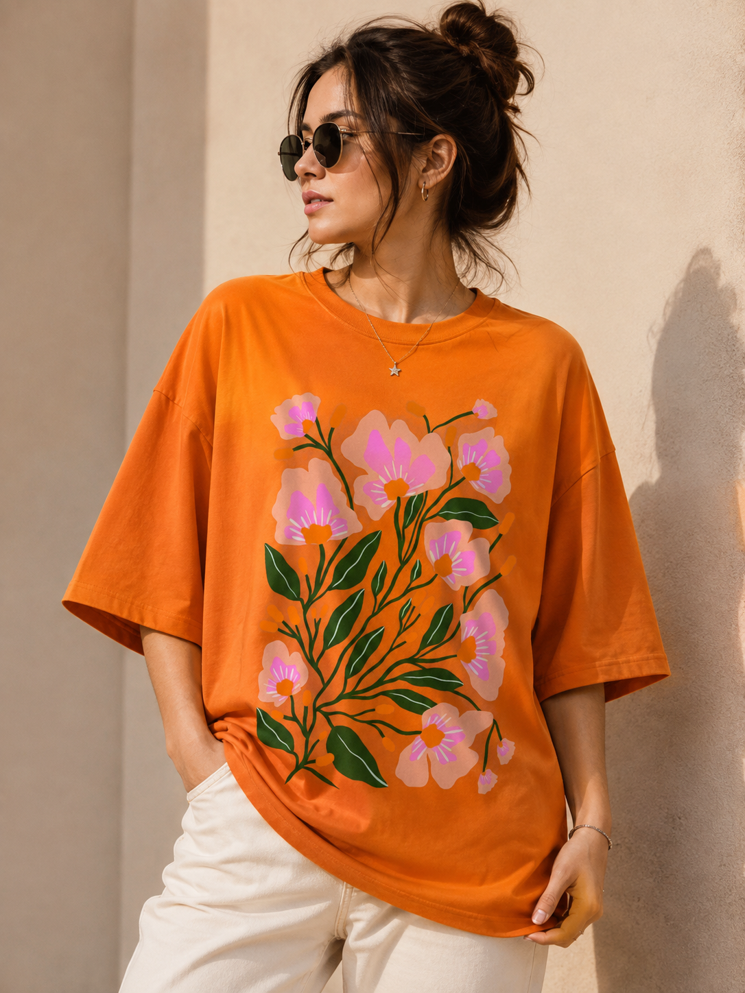 Floral  Oversized T-Shirt for Women