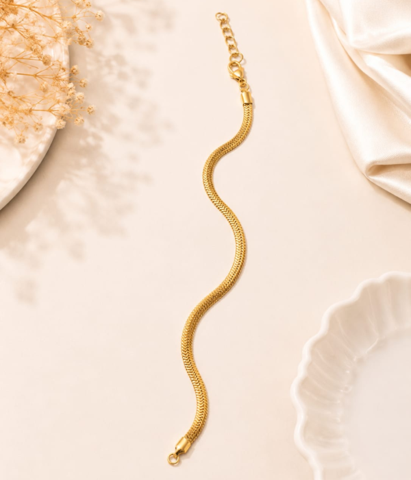 Anti Tarnish Snake Chain Bracelet – Gold Finish