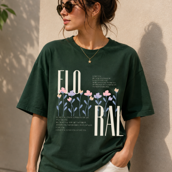 Floral Graphic Oversized T-Shirt for Women
