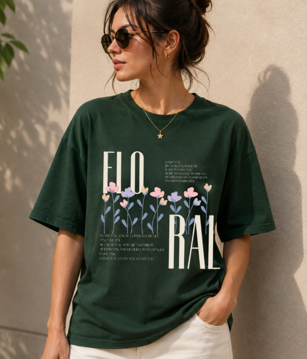 Floral Graphic Oversized T-Shirt for Women