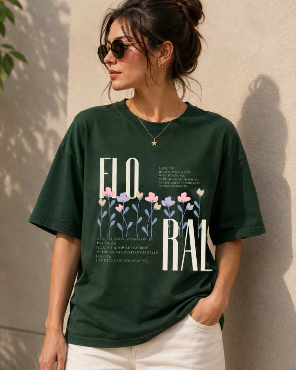 Floral Graphic Oversized T-Shirt for Women