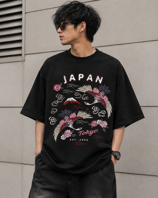 Japan Graphic Oversized T-Shirt for Men | Tokyo Anime Printed Cotton Tee