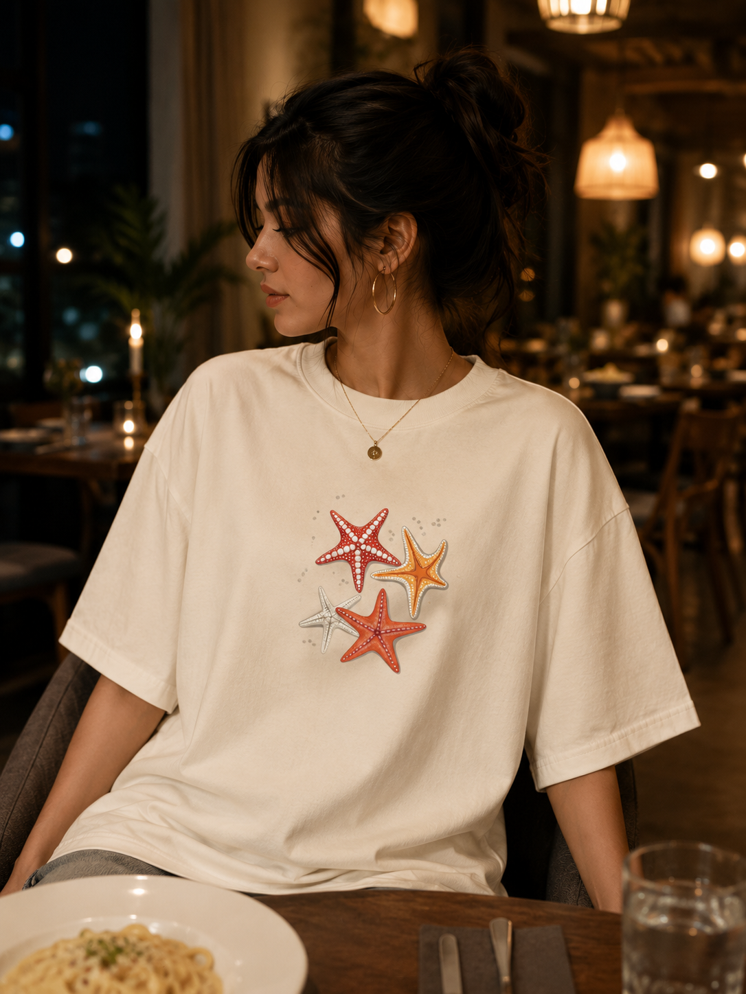 Starfish Oversized Graphic T Shirt for Women