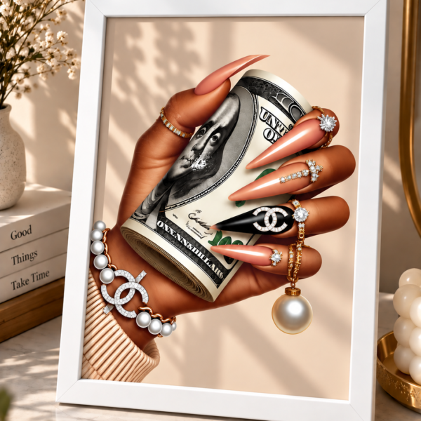 A4 Luxury Money Wall Art Frame – Fashion Girl Aesthetic Poster