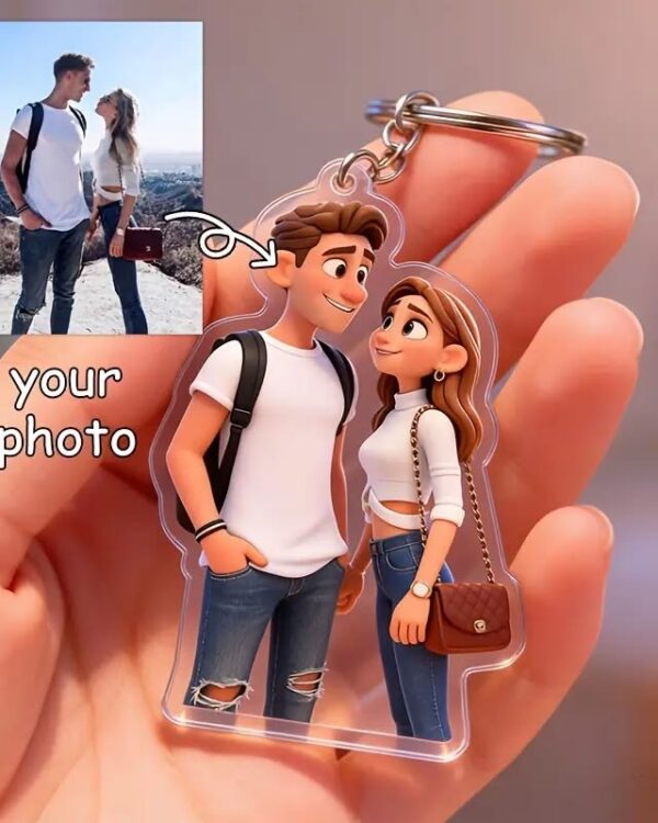 Personalized Couple Photo Acrylic Keychain – Custom Couple Keyring Gift
