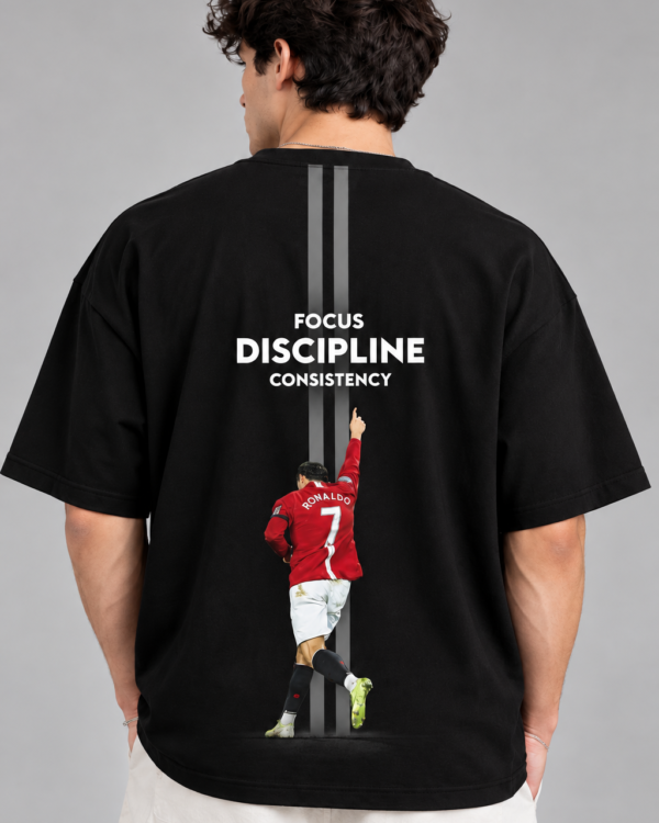 Men’s Black Oversized T Shirt | Focus Discipline Consistency Printed T-Shirt