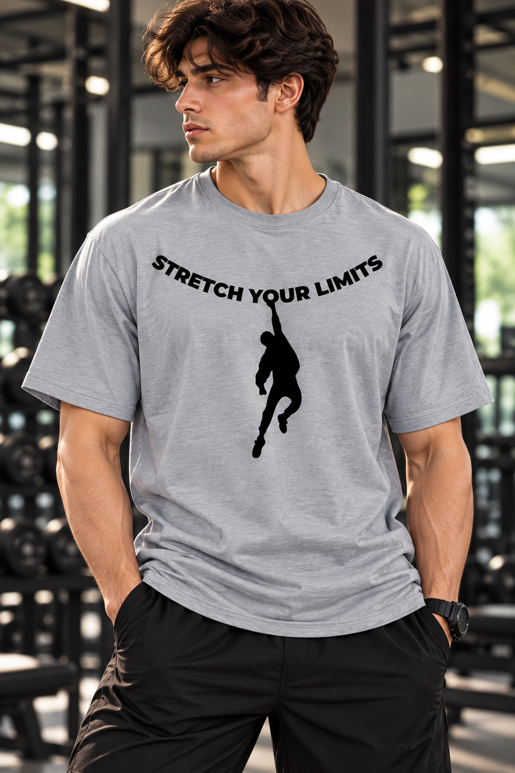 Men's Gym T Shirt | Stretch Your Limits Printed Workout T-Shirt