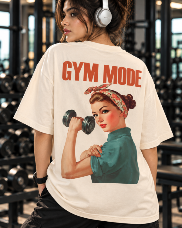 Women’s Cream Oversized T Shirt | Gym Mode Printed T-Shirt