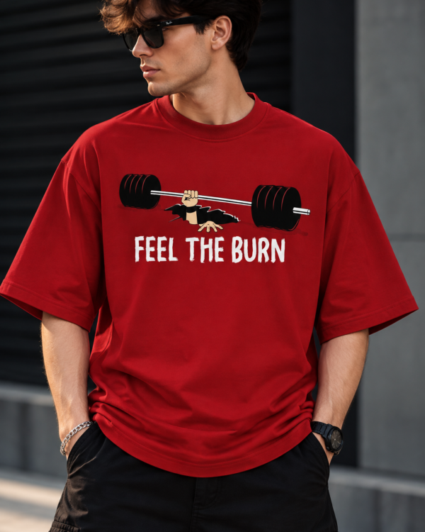 Men’s Gym T Shirt | Feel The Burn Printed Workout T-Shirt