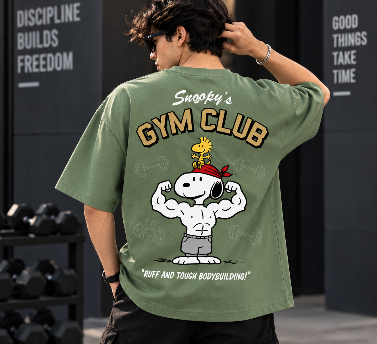 Men's Gym T Shirt | Snoopy Gym Club Printed T-Shirt