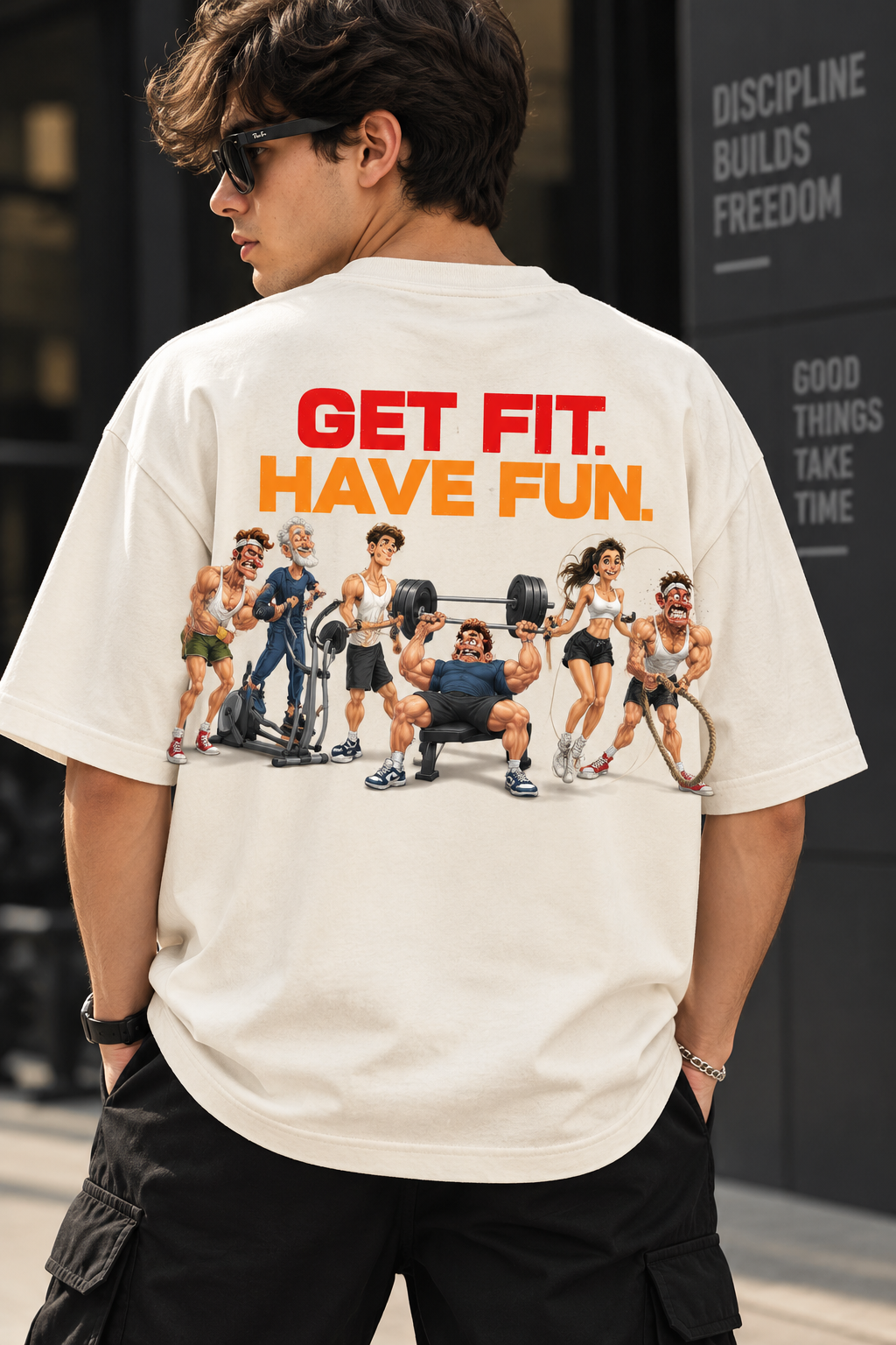Men's Gym T Shirt | Get Fit Have Fun Printed T-Shirt