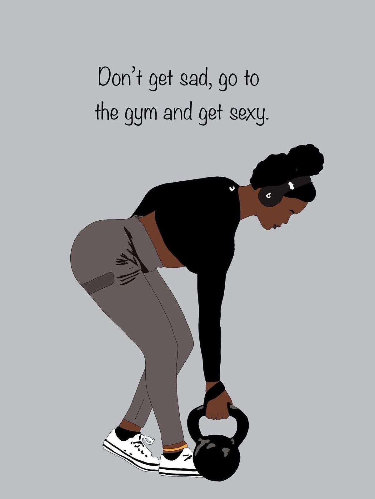 Women’s Grey Gym T-Shirt – Don’t Get Sad Go to the Gym Printed T-Shirt
