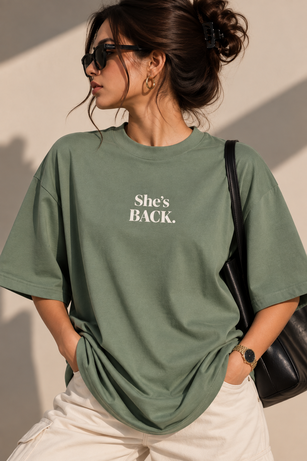 Oversized T Shirt for Women | She’s Back Printed T-Shirt
