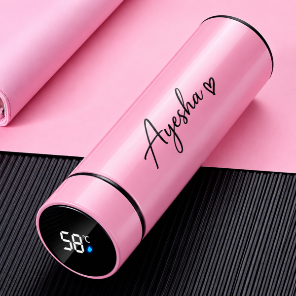 Personalized Smart Temperature Display Water Bottle – Pink