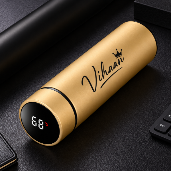 Personalized Smart Temperature Display Water Bottle – Golden