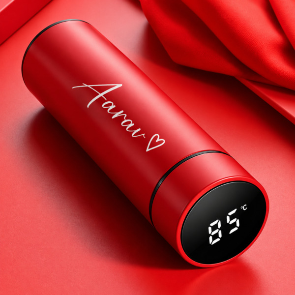 Personalized Smart Temperature Display Water Bottle – Red