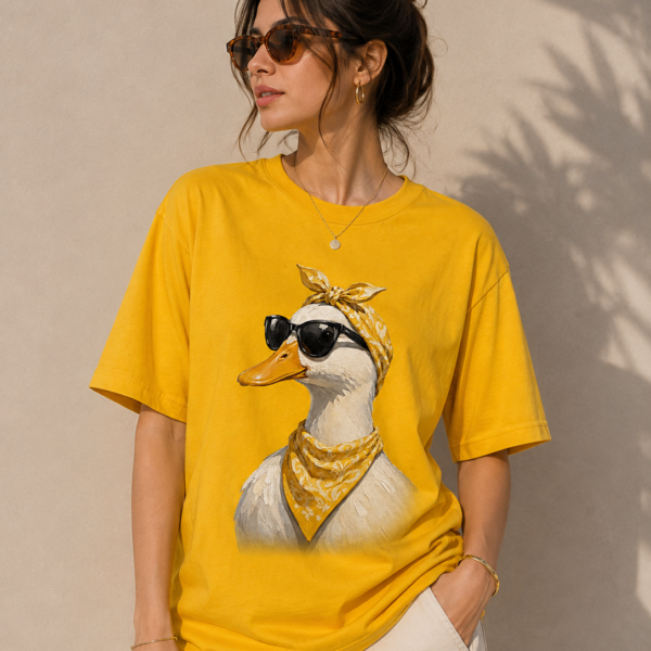 Stylish Regular Fit T-Shirt for Women – Duck Graphic Print Tee