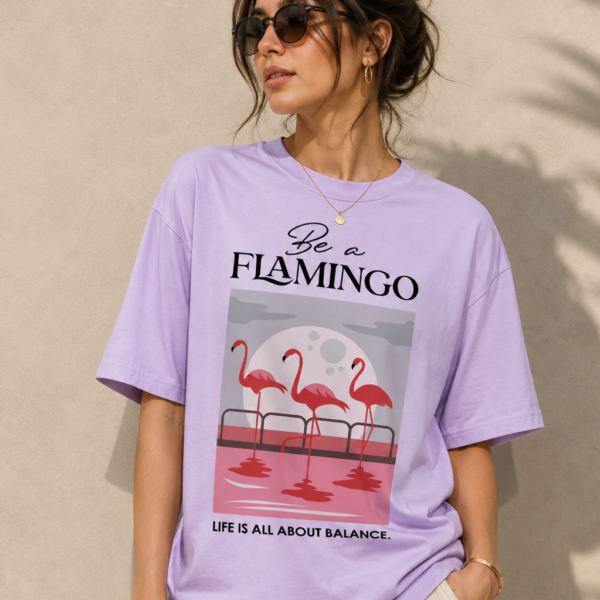Stylish Regular Fit T-Shirt for Women – Flamingo Graphic Print Tee