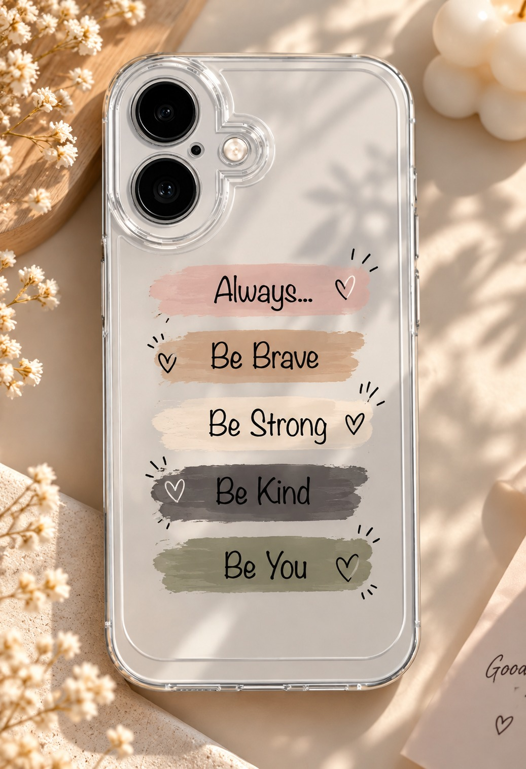 Cute Motivational Phone Cover – Be Brave Be Strong Aesthetic Mobile Case