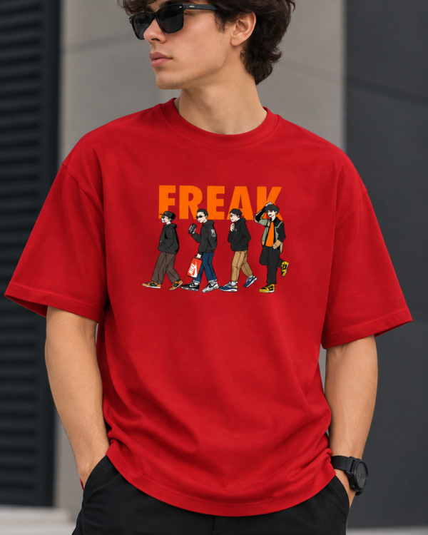 Red Regular Fit T-Shirt for Men – Streetwear Printed Tee