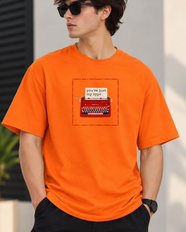 Orange Graphic Regular Fit T-Shirt for Men – You’re Just My Type Printed Tee