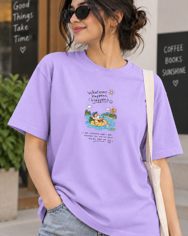 Lavender Regular Fit T-Shirt for Women – Cute Summer Graphic Printed Tee