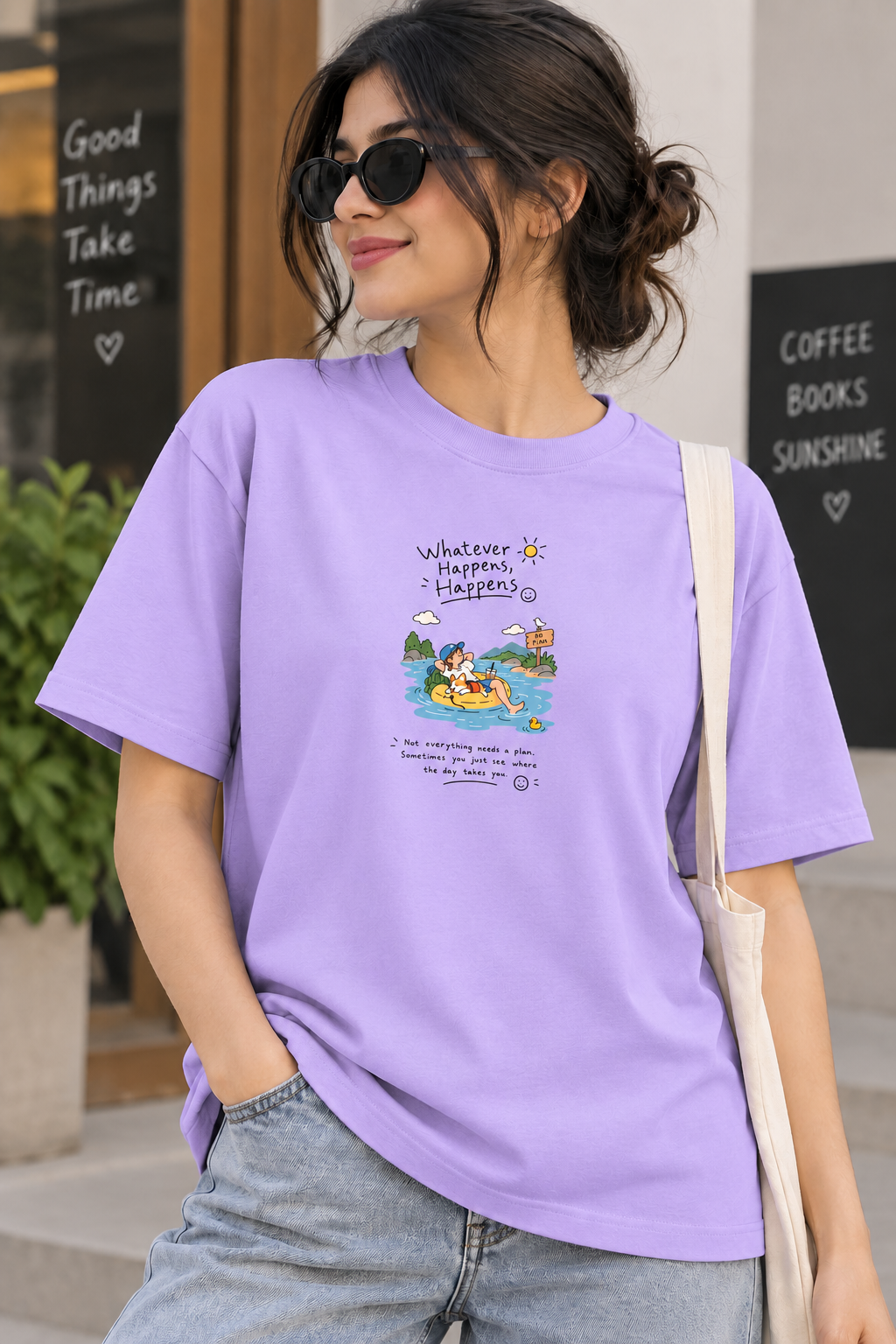 Lavender Regular Fit T-Shirt for Women – Cute Summer Graphic Printed Tee
