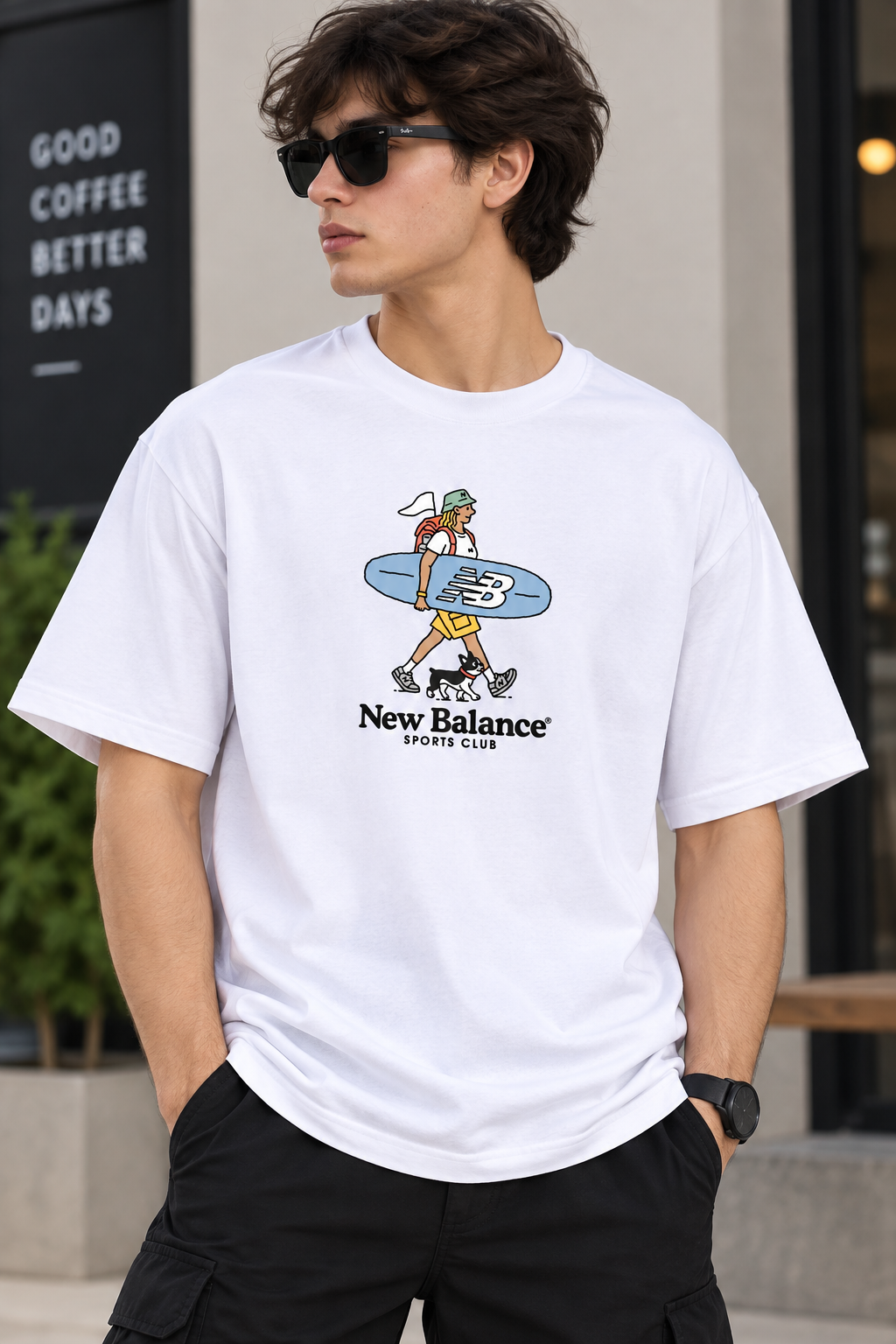 White Regular Fit T-Shirt for Men – Surf Sports Graphic Printed Casual Tee