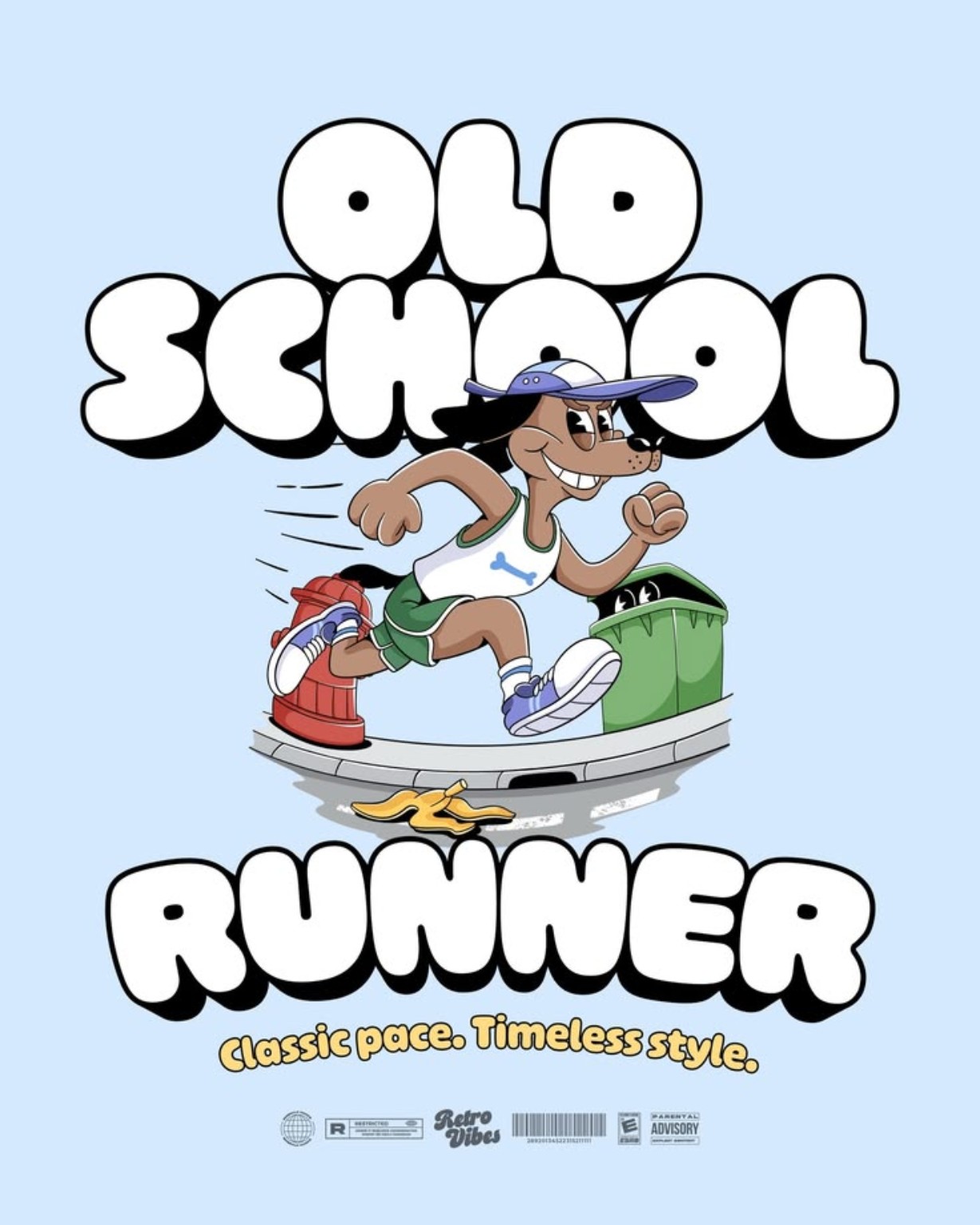 Light Blue Regular Fit T-Shirt for Men – Old School Runner Graphic Printed Tee