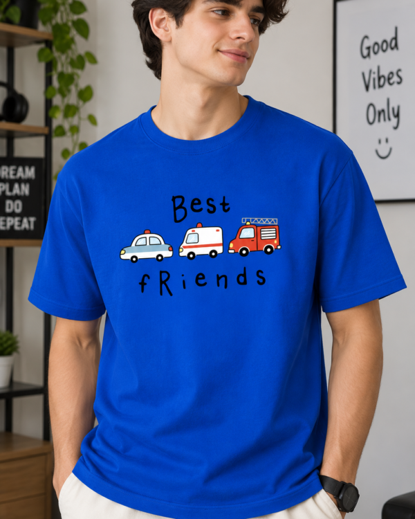 Royal Blue Regular Fit T-Shirt for Men – Best Friends Graphic Printed Tee