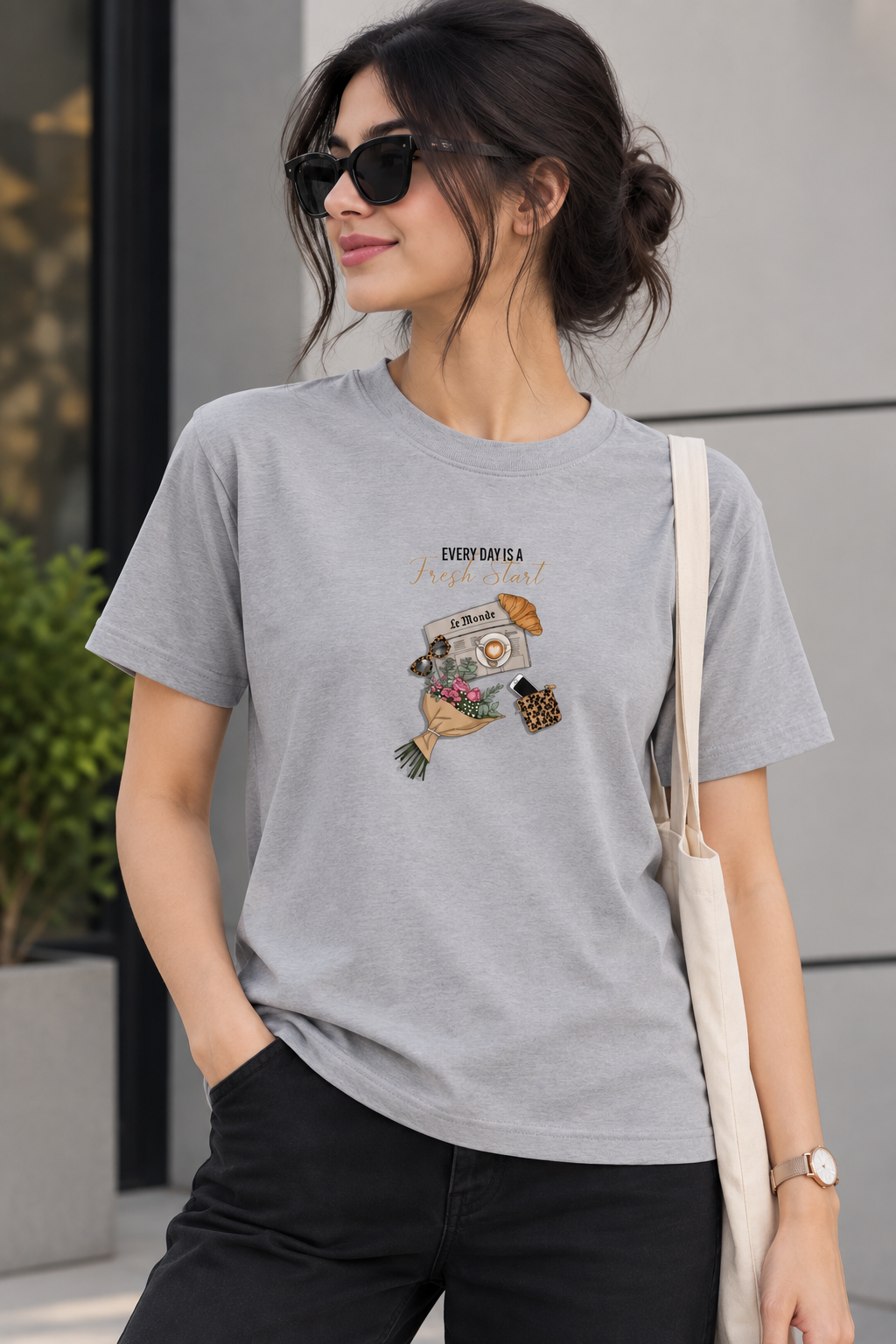 Grey Regular Fit T-Shirt for Women – Everyday Graphic Tee