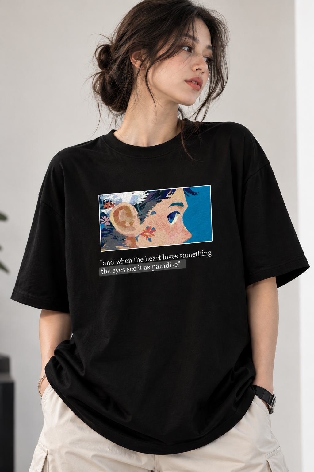 Stylish Regular Fit T-Shirt for Women – Love & Paradise Graphic Tee